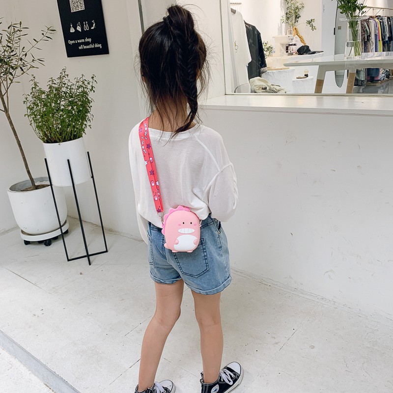Túi đeo chéo mini Silicon hình KHỦNG LONG dễ thương phong cách Hàn Quốc cho bé gái TX23