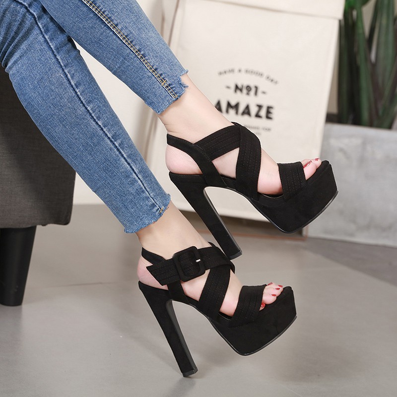 giày cao gót hở ngón cột dây 14cm