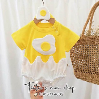 Set body cho bé trứng ốp la kèm turban xinh xắn cho bé gái 0-24M