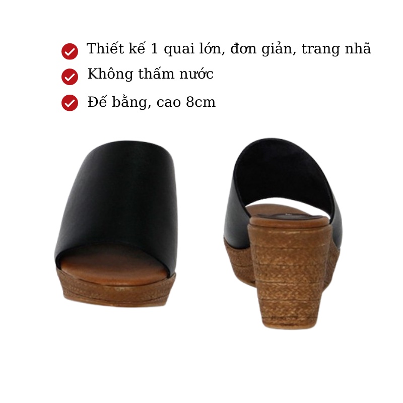 Dép đế xuồng nữ cao gót 8cm KOSU 92970 quai ngang siêu nhẹ chống thấm nước made in Japan