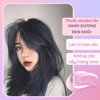 Thuốc nhuộm tóc màu xanh dương đen khói - thuốc nhuộm tóc tại nhà,màu nhuộm tóc xanh dương đen khói hairholic bền màu, k