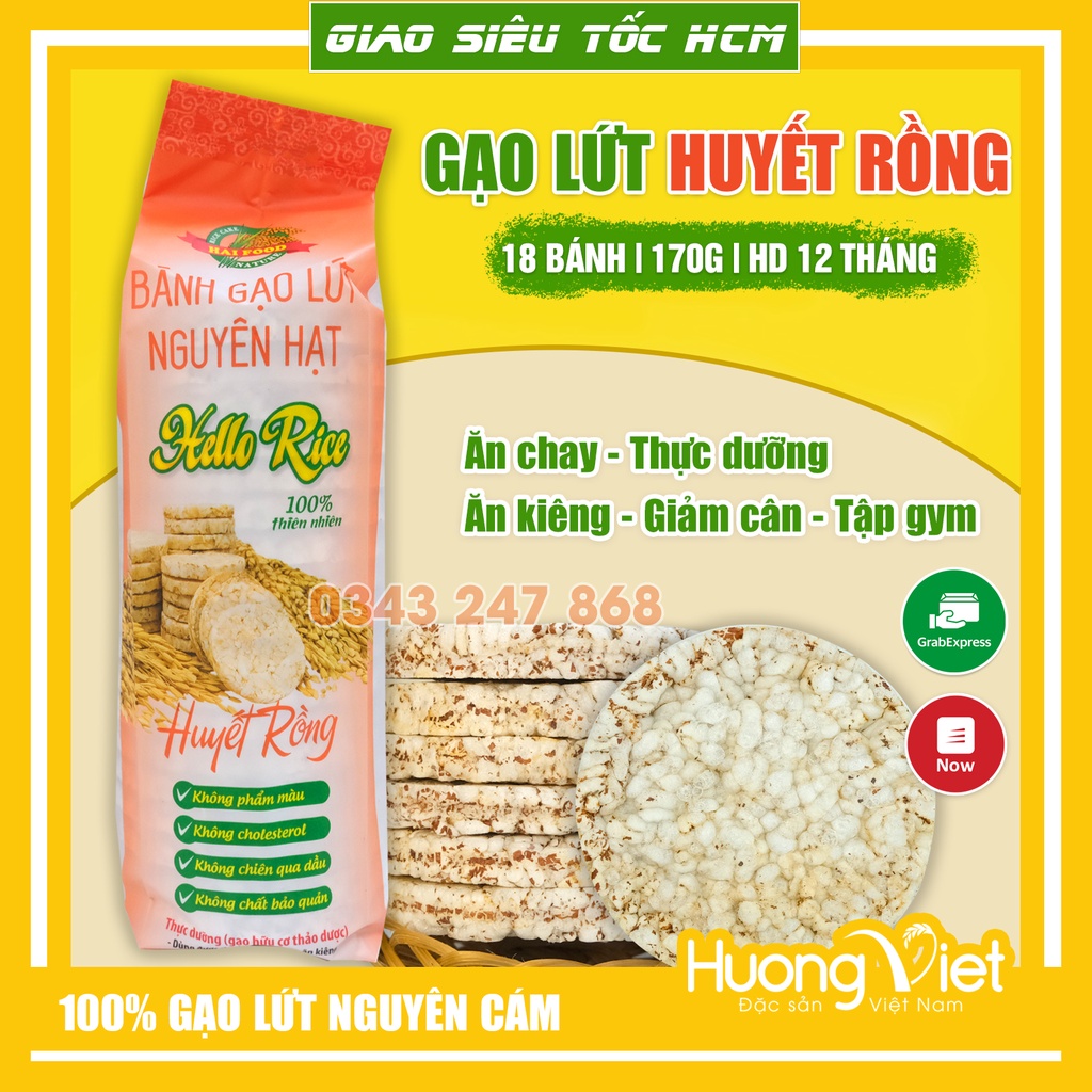 Bánh gạo lứt nguyên cám không chiên, không đường ăn kiêng, tập gym 170gr, gạo lứt huyết rồng, yến mạch, tím than