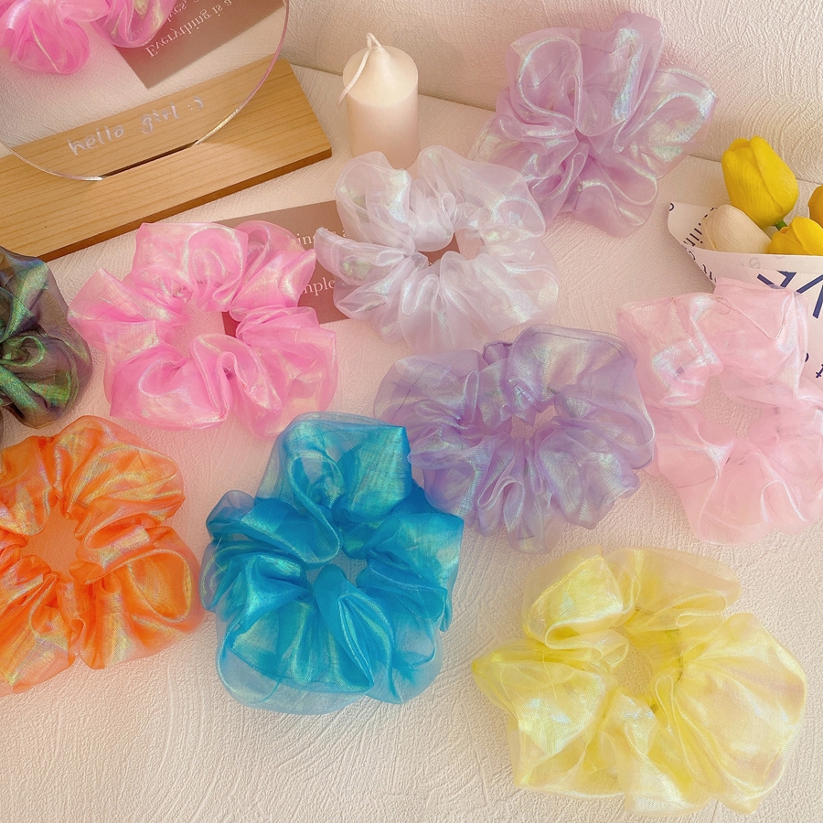 Dây Cột Tóc Scrunchies Màu Sắc Lấp Lánh