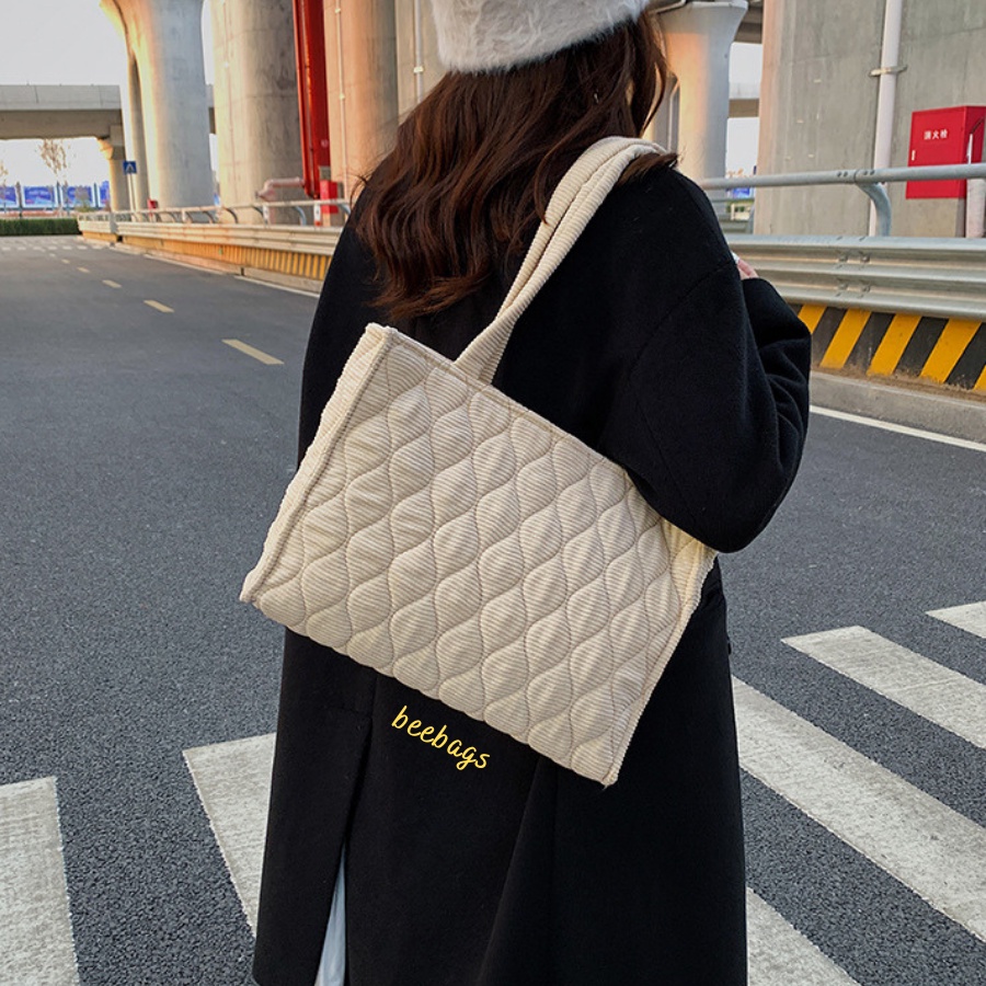 Túi Tote Đeo Vai Chất Liệu Vải Nhung Đựng Nhiều Đồ Laptop, Sách Vở | PHAO11 | Túi Xách Da Màu Trắng, Đen, Be Dễ Phối Đồ