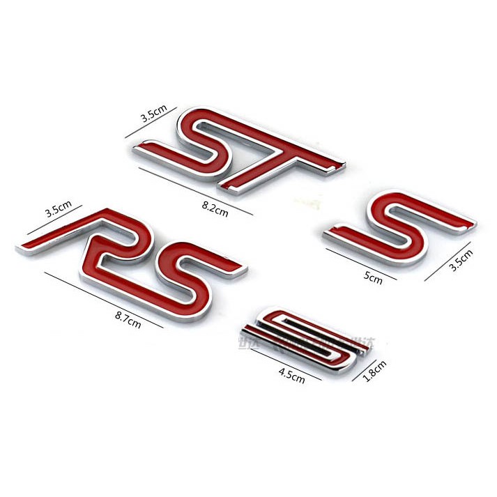 Decal Tem 3d Logo Chữ S, ST, RS đỏ ( Mẫu 5 ) MS-95