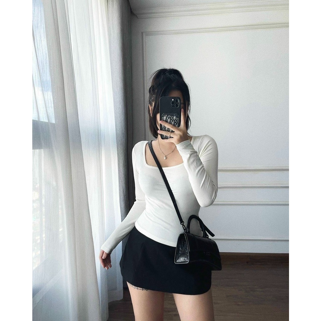 Combo 3 áo tăm cổ U mix màu dáng trơn basic dễ mặc chất siêu co giãn
