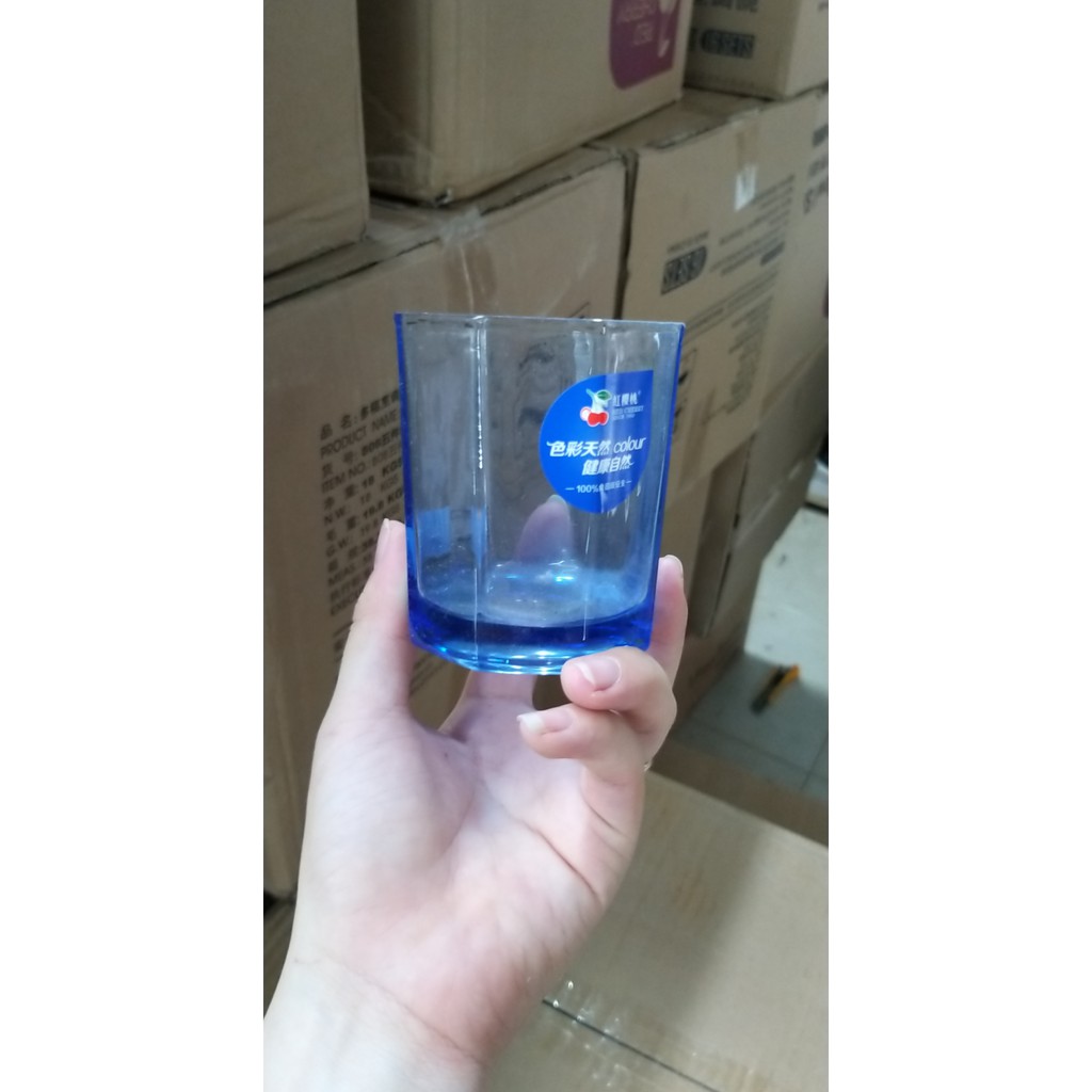 6 LY CỐC THỦY TINH NĂM CẠNH MÀU NÂU