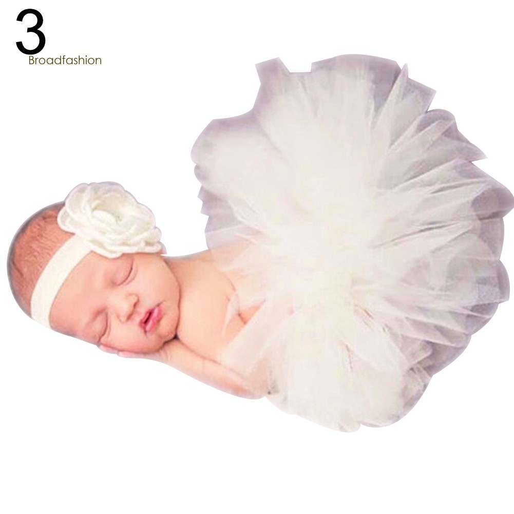 Set Băng Đô Hoa + Chân Váy Tutu Chụp Ảnh Cho Bé Gái