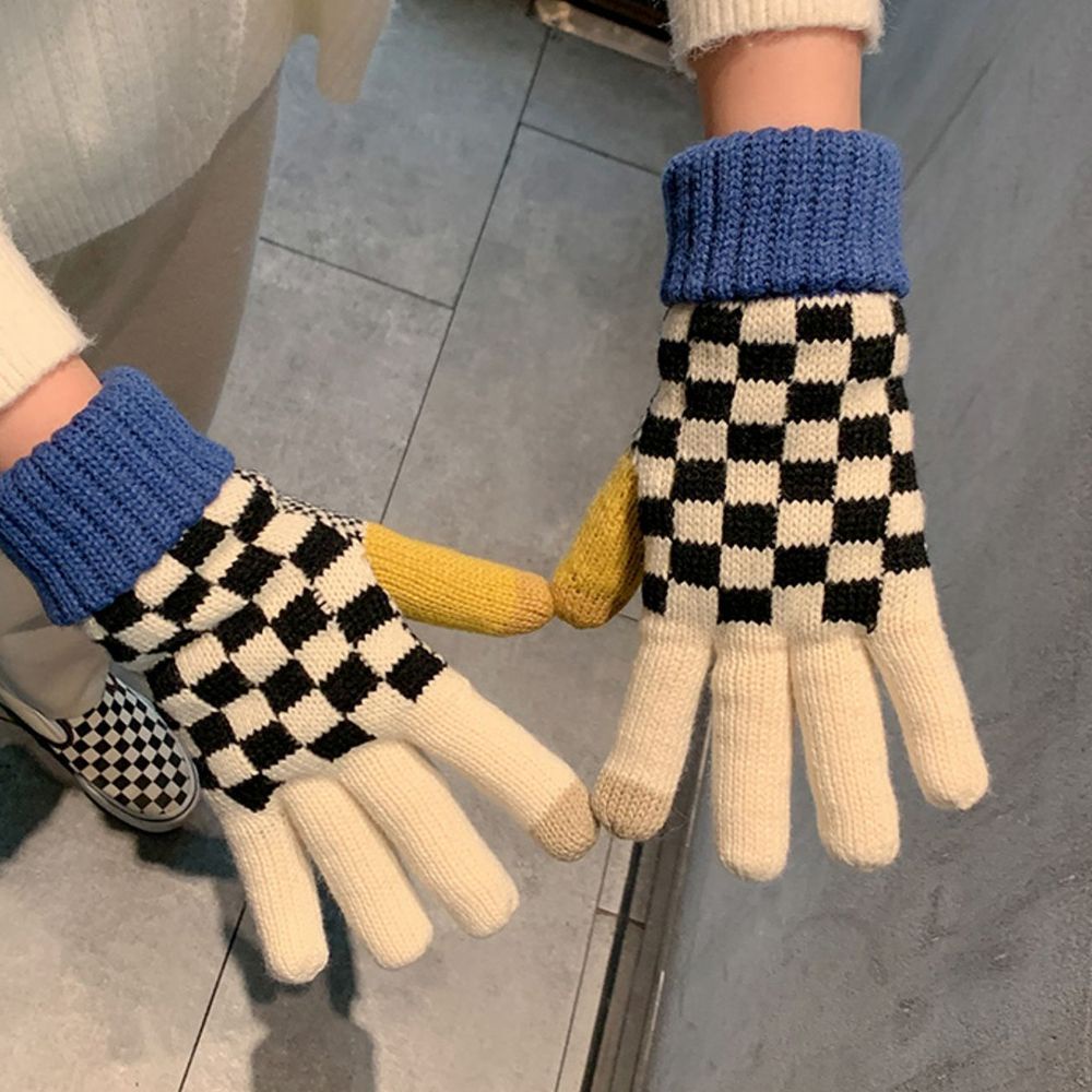Găng tay dệt kim dày dặn giữ ấm nhiều màu phong cách Hàn Quốc cho nữ