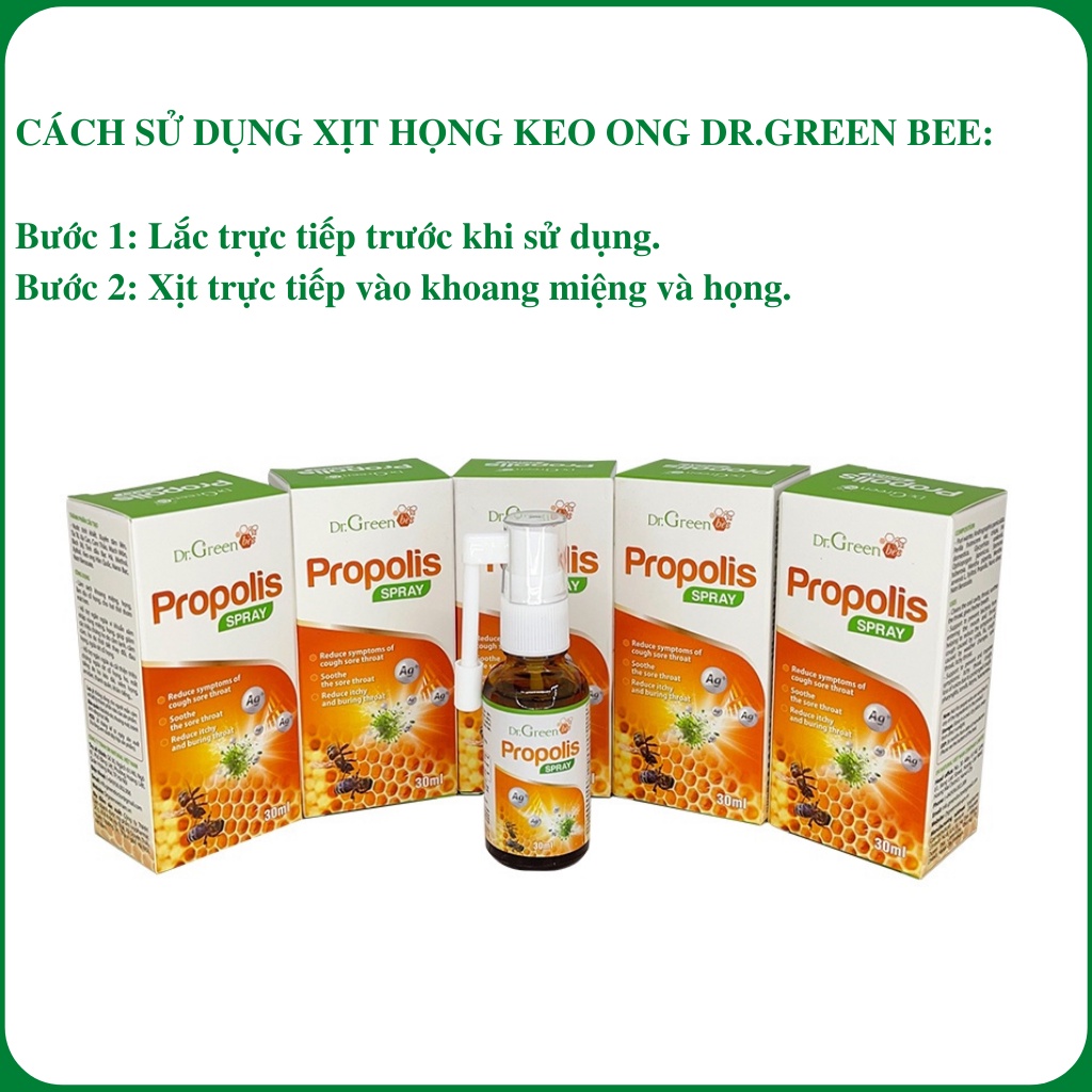 Xịt Họng Keo Ong Dr Green Bee 30ml - Sử dụng cho bé và người lớn
