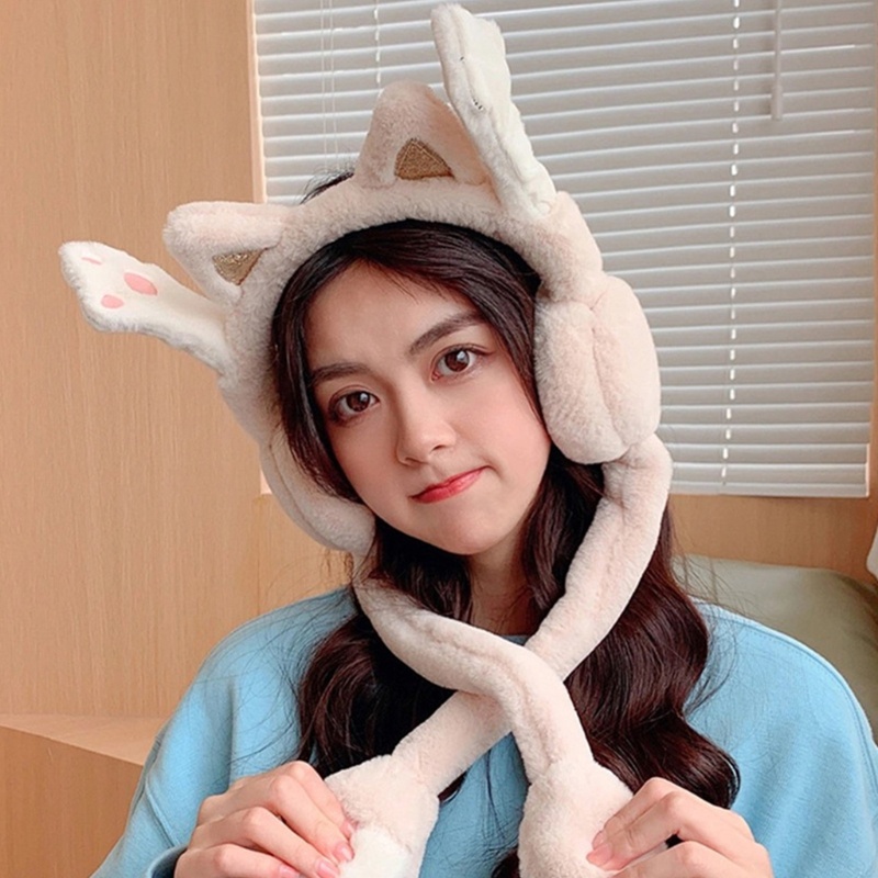 Han Mũ Chụp Tai Di Chuyển Tai Giữ Ấm Mùa Đông Cho Bé Gái Mèo C