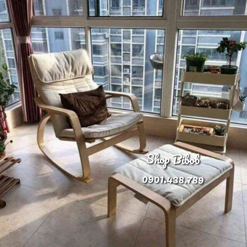 Ghế Thư Giãn Poang Nguyên Bộ Gồm Đôn - Poang Rocking Chair Ikea