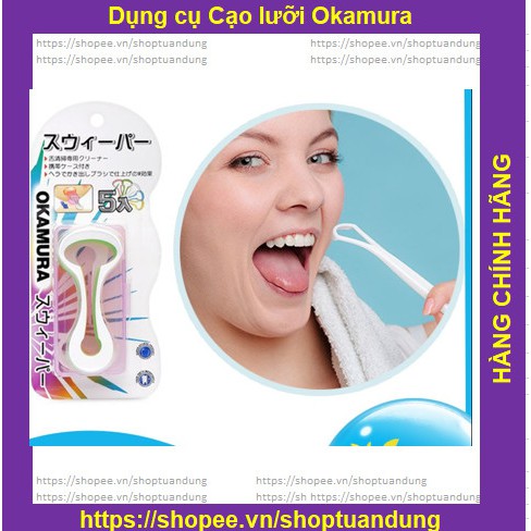 Gói dụng cụ cạo lưỡi cao cấp Nhật - Okamura (Japan) gói 5 chiếc, dụng cụ giúp loại bỏ mảng bám, cặn thức ăn ở lưỡi