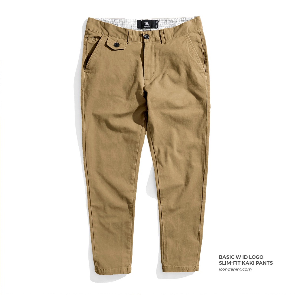 Quần Kaki Nam ICON DENIM form ôm Slim-fit Basic W ID Logo QKEC0001
