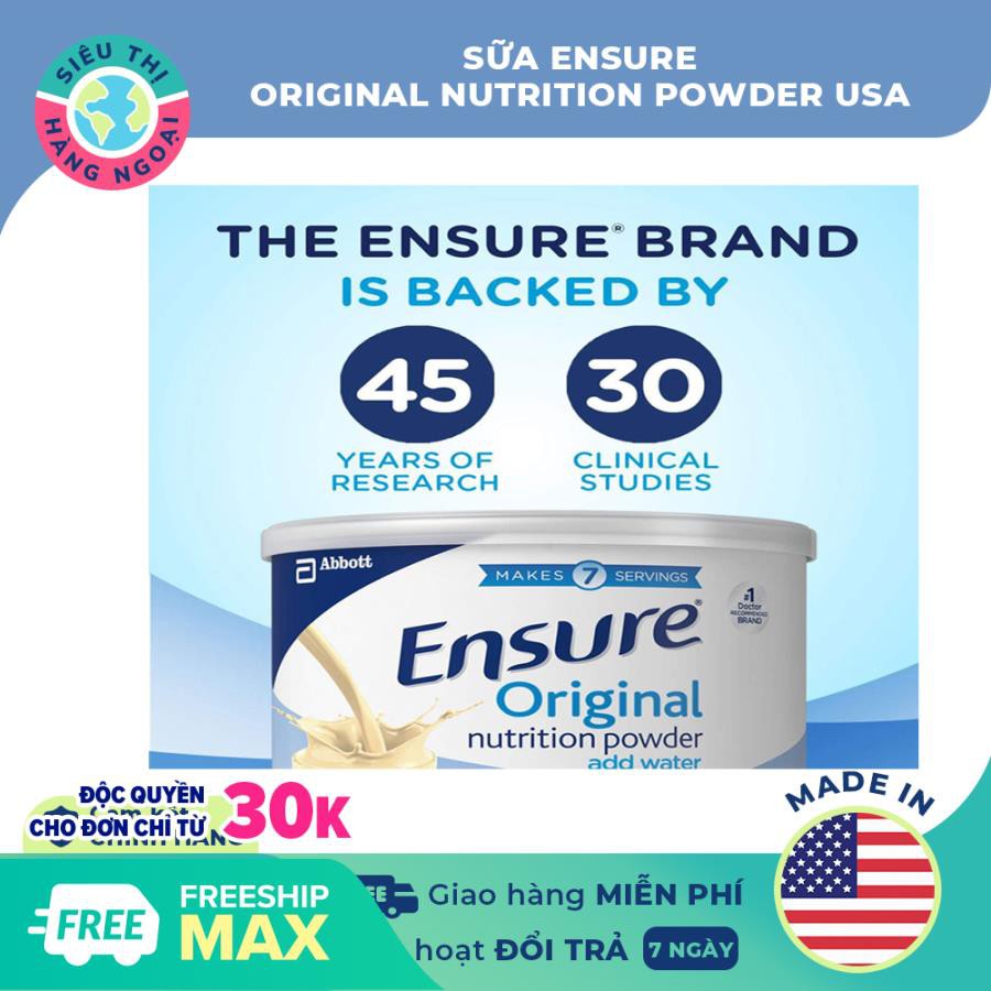 Sữa Ensure Original nutrition powder and water 397 gram USA [bổ sung dinh dưỡng; thuận tiện; dễ pha chế]