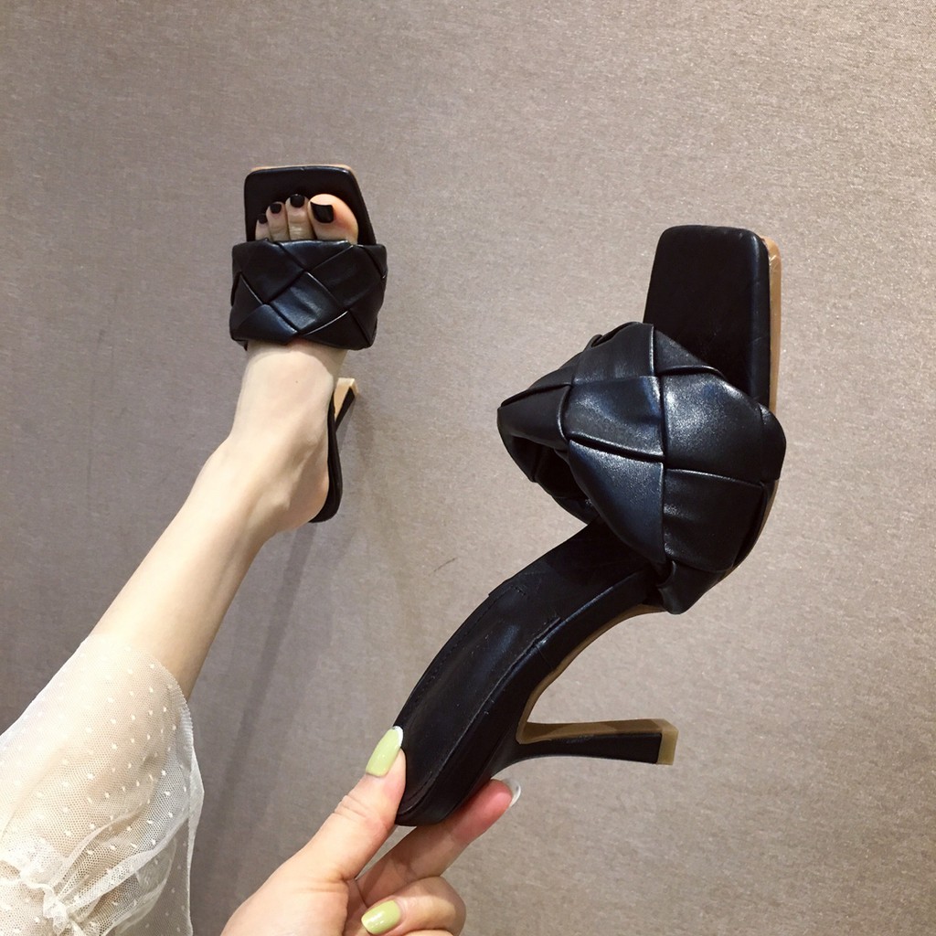 Dép cao gót 4.33 inch họa tiết dệt sành điệu dành cho nữ size 35-41