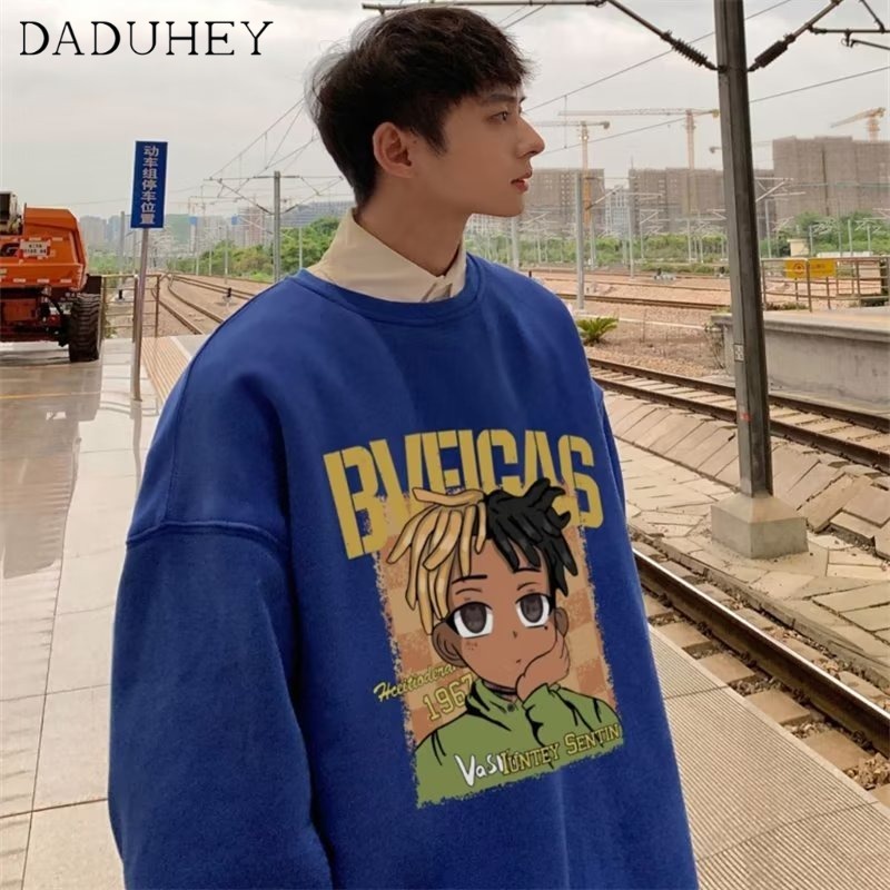 DaDuHey Men 'S Summer Trendy Ins Handsome Casual Long Sleeve T-shirt Hip Hop Style Loose Fashion Thin Top
