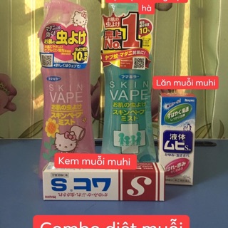 Combo lăn muỗi Muhi và xịt muỗi Vape cho bé