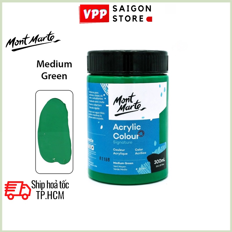 Màu Acrylic Mont Marte 300ml - Medium Green - Acrylic Colour Paint Signature 300ml (10.1oz) - MSCH3023