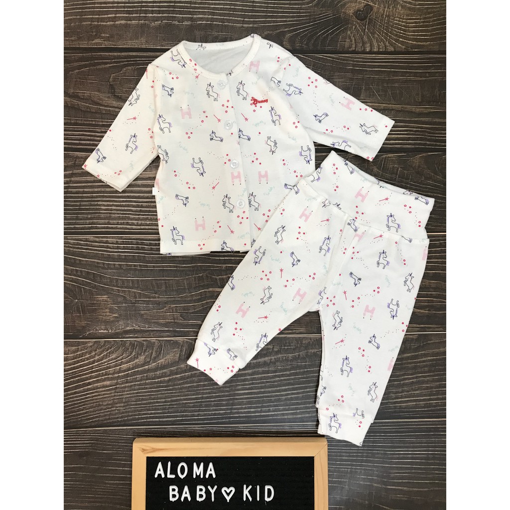 Bộ dài sơ sinh cotton bé trai bé gái 7-10kg quần lưng cao