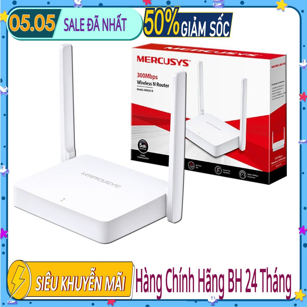 Bộ phát WiFi 2 Râu Mercusys MW301R chuẩn N tốc độ 300Mbps Chính hãng CHÍNH HÃNG