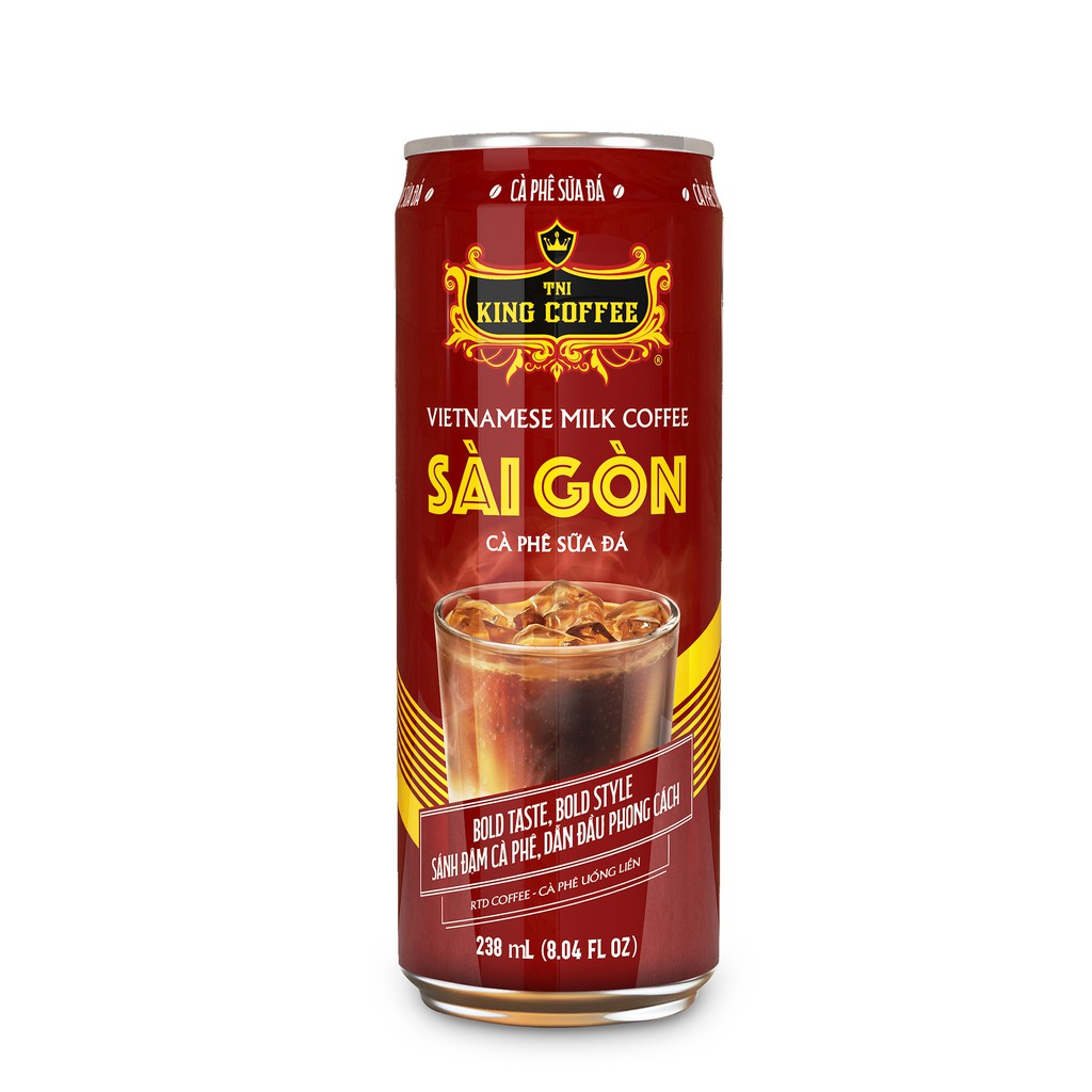 Cà Phê Sữa Đá Sài Gòn Uống Liền KINGCOFFEE - Lốc 6 lon - Hương vị cà phê sữa đá truyền thống.