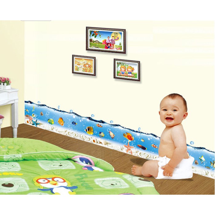 Decal trang trí chân tường Đại Dương xanh