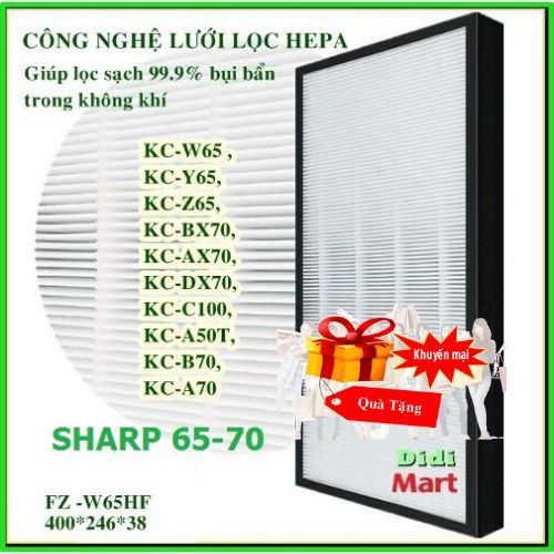 [Loại 1] Màng lọc Hepa FZ -W65HF - Màng lọc không khí Sharp: SHARP KC-W65,Y65,Z65 , 650y3 ....KC-C10