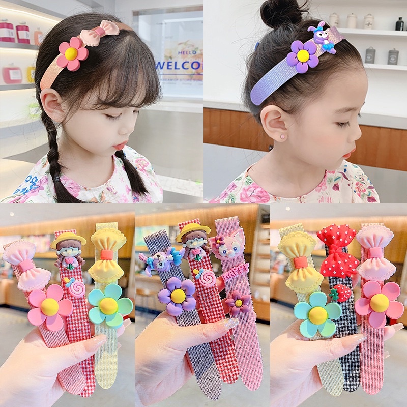 Băng đô bờm dính tóc cho Xược tóc bé gái caro dễ thương