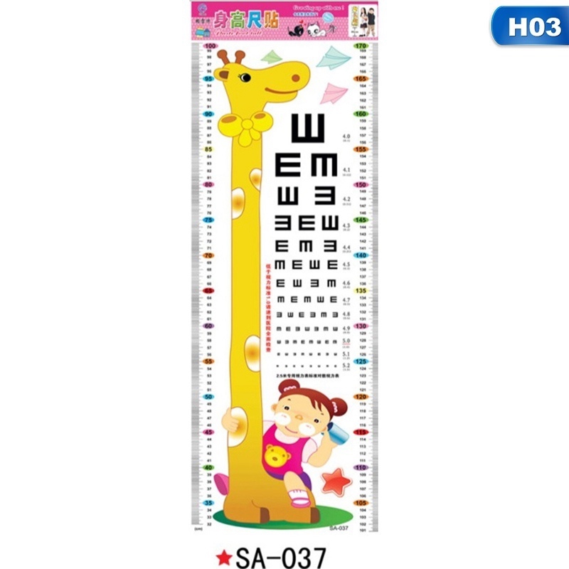 Sticker dán tường đo chiều cao cho bé hình hươu cao cổ hoạt hình weihaidamai