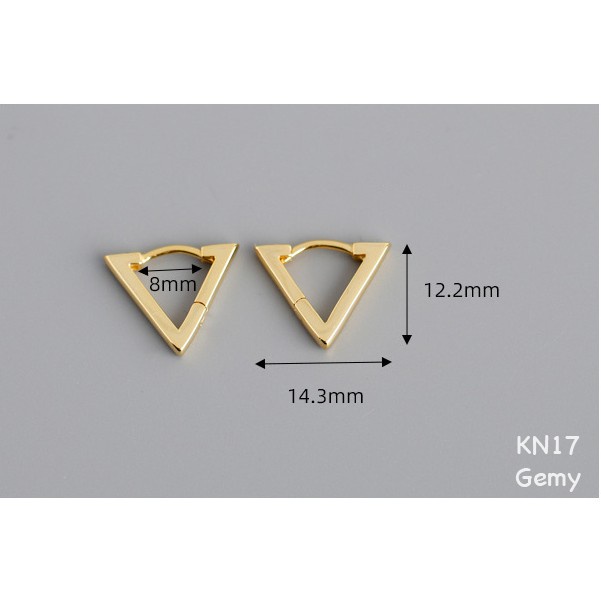 Khuyên tai nam bạc mạ vàng hình tam giác 2 màu thiết kế đơn giản, cá tính, độc đáo (1 chiếc) | GEMY SILVER KN17