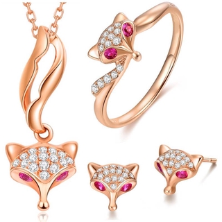 Bộ Trang Sức Hình Con Cáo Mạ Vàng Hồng 18k Sang Trọng