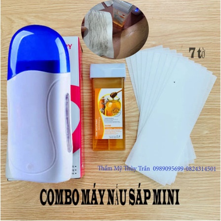 Bộ Máy wax lông nóng Depilatory, 1 thanh sáp + 7 tờ giấy wax không đau siêu sạch lông