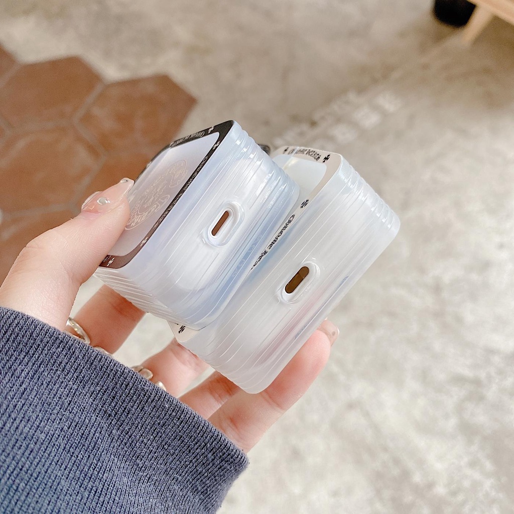 Vỏ Bảo Vệ Hộp Sạc Tai Nghe Airpods 1/2/pro 3 gen 3 Bằng Silicon Mềm Trong Suốt Chống Rơi Hình Vuông Màu Trắng Đen