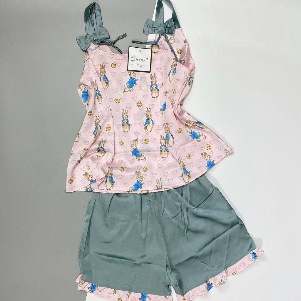 Bộ ngủ hai dây chất lụa satin size&lt;62kg