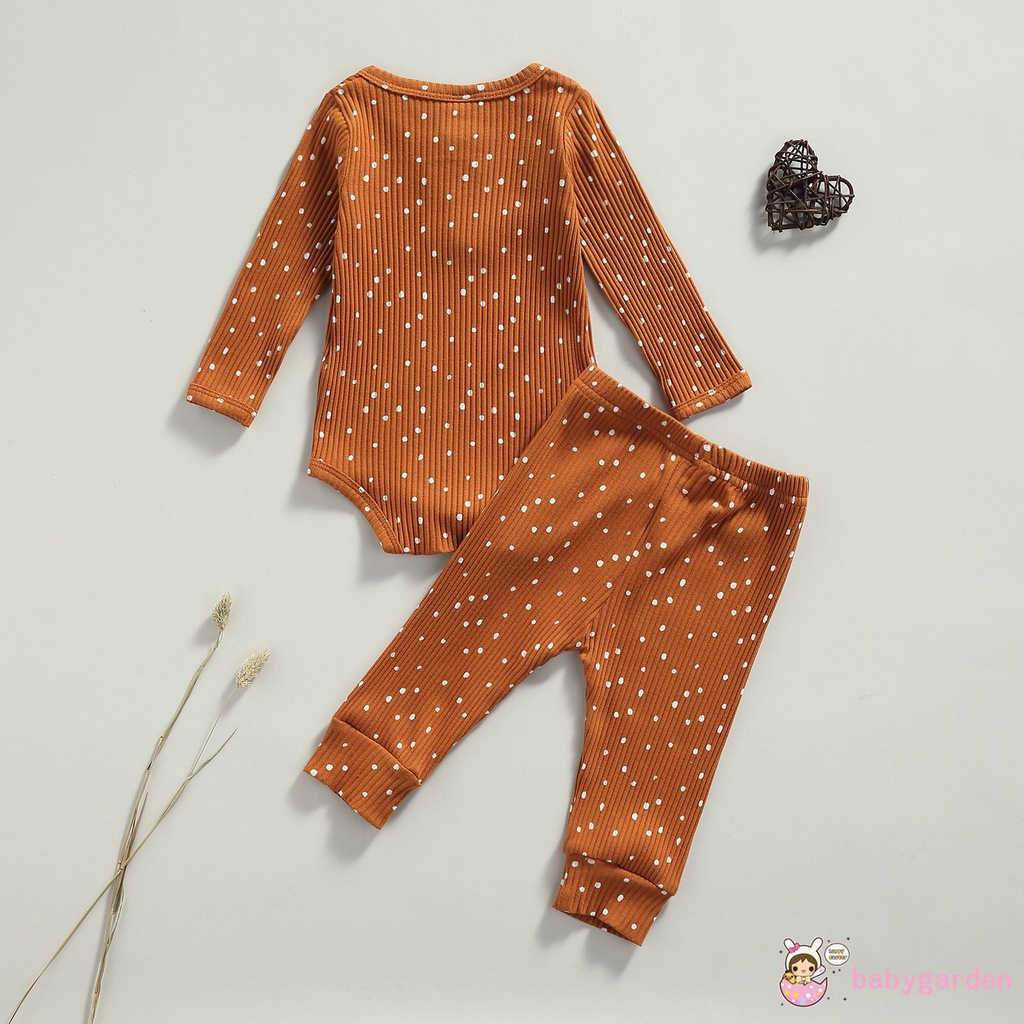 Set áo liền quần dài tay cổ tròn họa tiết chấm bi + quần dài lưng thun dành cho bé trai