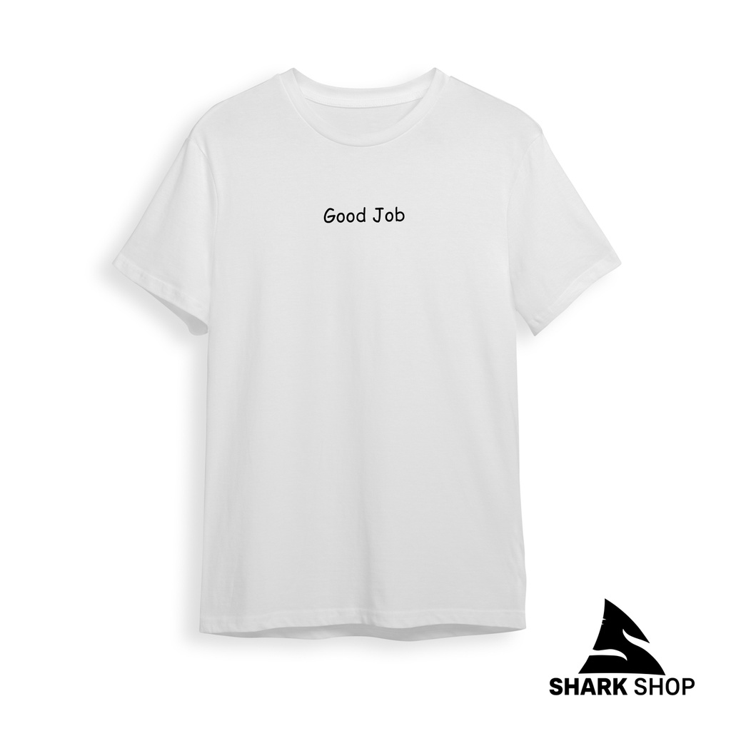 Áo Phông Trắng Basic Cotton họa tiết |SHARK SHOP| Nam Nữ Unisex Tay Lỡ Form Rộng Dày Cổ Tròn | BigBuy360 - bigbuy360.vn