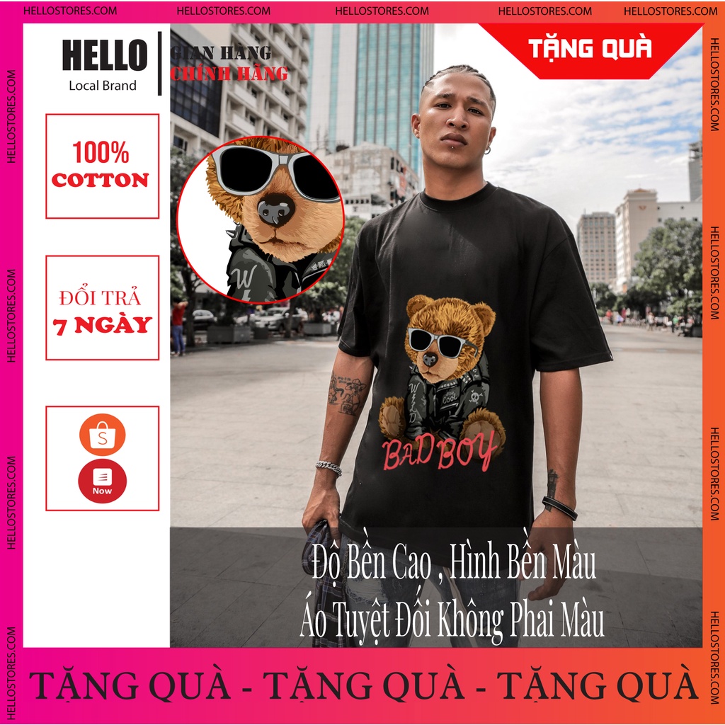 [MÃ HELLOAP01 GIẢM 10% TỐI ĐA 10K ĐƠN TỐI THIỂU 700k] Áo phông nữ rộng unisex cổ tròn HELLO BADBOY_Ap02 | BigBuy360 - bigbuy360.vn