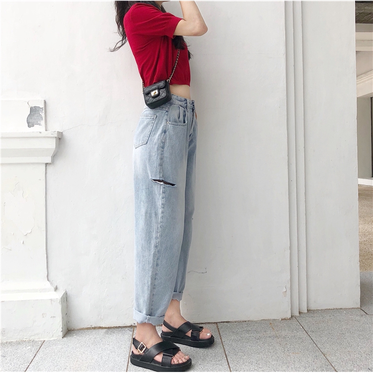 Quần dài thời trang nữ ống rộng phong cách retro Hàn Quốc | BigBuy360 - bigbuy360.vn