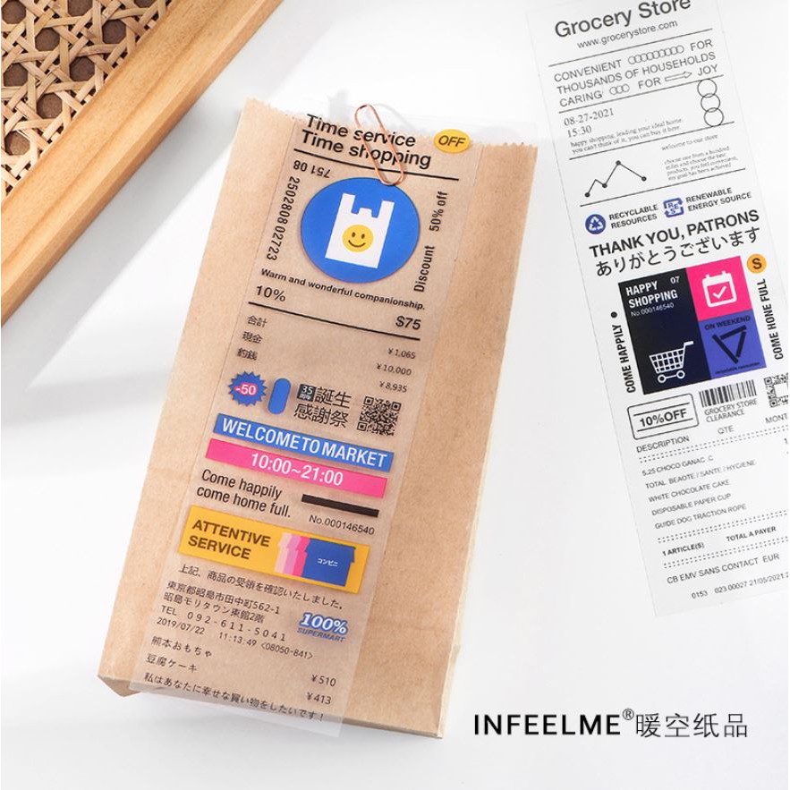 Bộ 3 tấm sticker PET Infeel.me Bill addiction hình dán trang trí sổ tay | BSB254