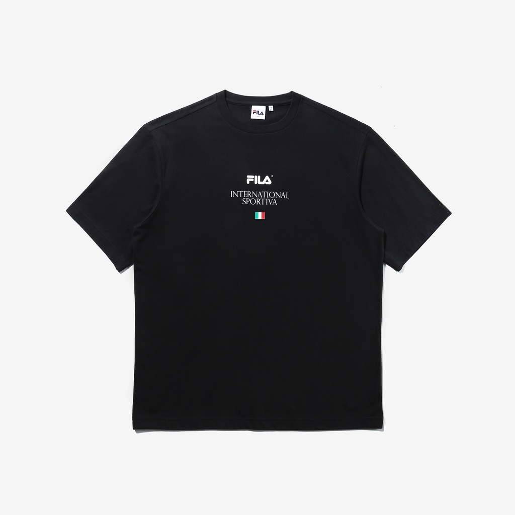 FILA Áo thun tay ngắn dáng rộng vừa vặn với logo thể thao