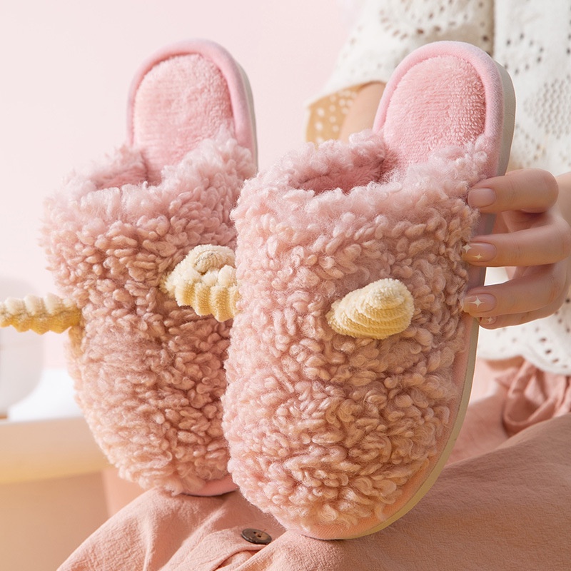 CHZK Dép bông dép lông cừu xù siêu mềm siêu thích, giữ ấm cực tốt nam nữ đi trong nhà, văn phòng