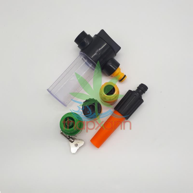 Bộ vòi xịt nước tưới cây, Rửa xe BTN-5200 nhựa thẳng kèm bình xà phòng