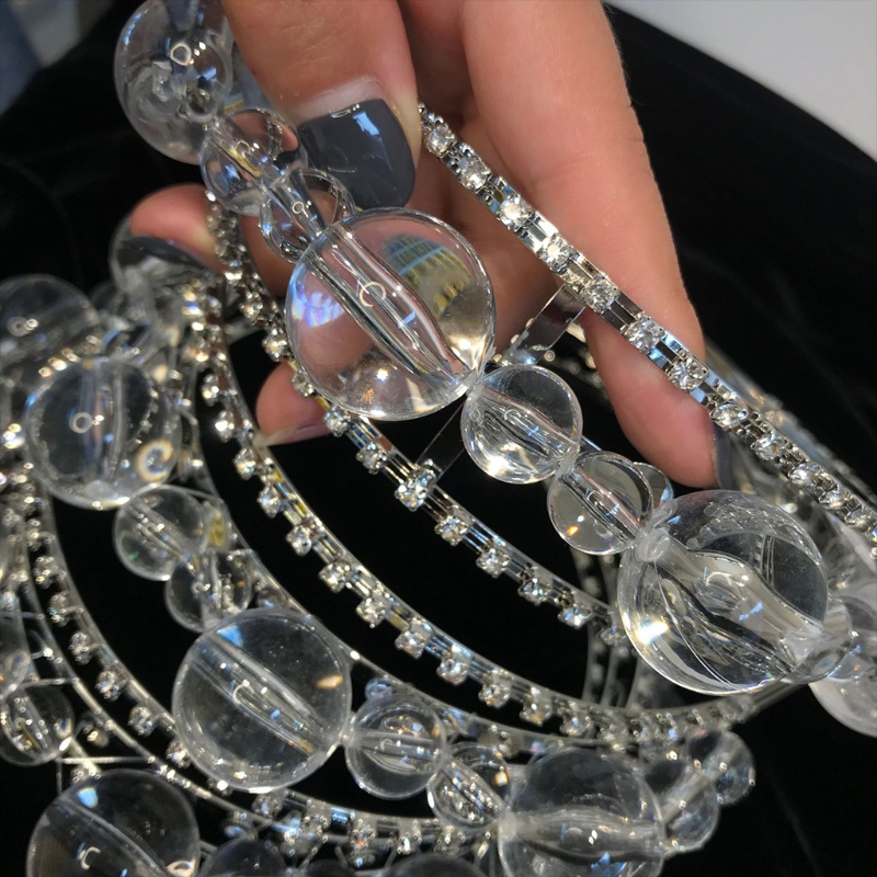 Băng Đô Cài Tóc Nhiều Lớp Đính Đá Pha Lê Trong Suốt Phong Cách Baroque Dành Cho Nữ