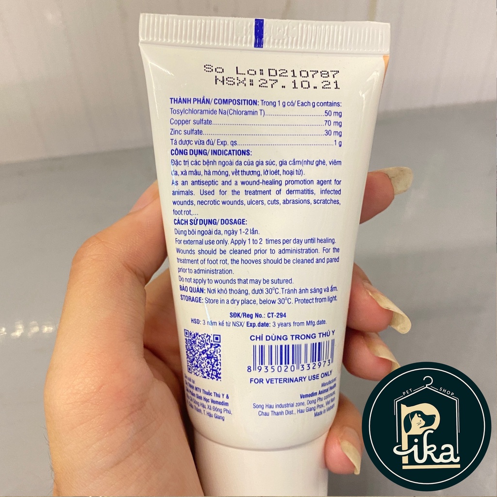 Vemedim DIPTIVET, ANTI -DERM - Thuốc mỡ bôi ngoài da, vết thương, bệnh ngoài da cho chó mèo - Pika Petshop