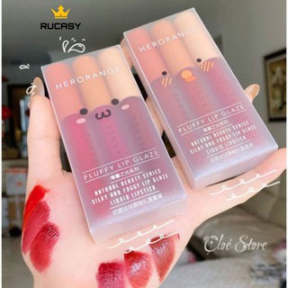 Set 3 Cây Son Kem Lì Herorange Fluffy Lip Glaze Hàng Nội Địa Trung