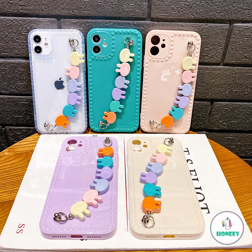 Ốp điện thoại TPU mềm có dây đeo tay hình thỏ bảo vệ cho Iphone 12 / 11 Pro Max / X / Xs Max / Xr / 8 / 7 Plus | BigBuy360 - bigbuy360.vn