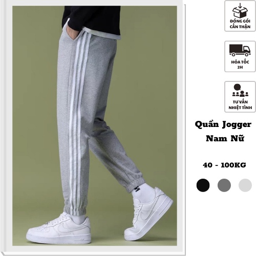 BIGSIZE 40-100KG Quần Jogger Nam Nữ (3 sọc - trơn) thời trang BIGSIZE Unisex 3 màu