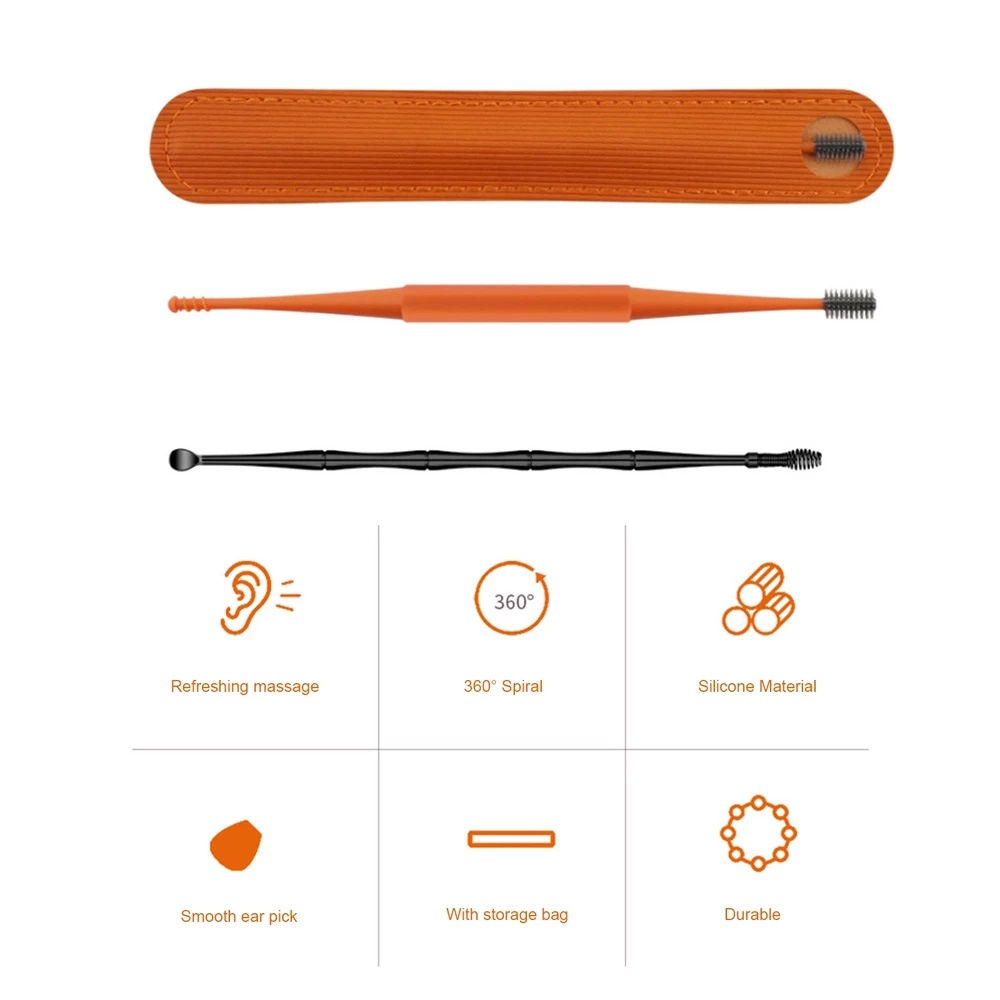 1 Bộ Dụng Cụ Vệ Sinh Tai Hai Đầu Bằng Silicone Làm Sạch Tai Chuyên Nghiệp Cho Nam Và Nữ