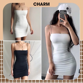Đầm nữ 2 dây sợi bún dáng ngắn ôm váy nữ ngắn body ngắn v1